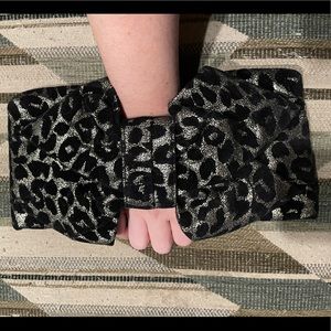 Betsey Johnson Fabric Leopard Bow Clutch